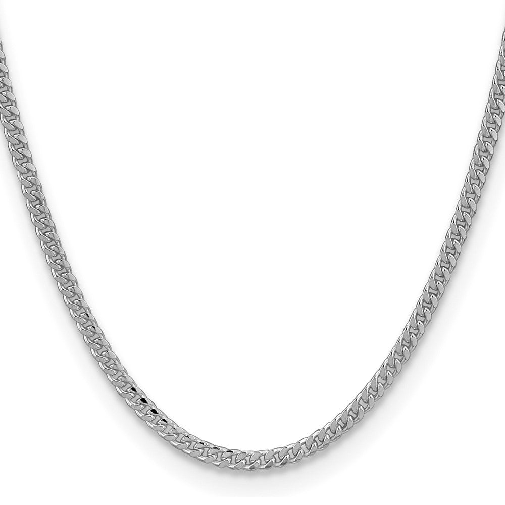 Sterling Silver Rhodium-plated 3.25mm Domed w/ Side D/C Curb Chain