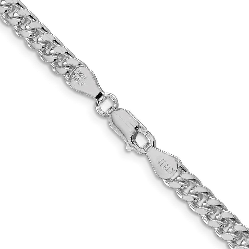 Sterling Silver Rhodium-plated 5mm Domed w/ Side D/C Curb Chain