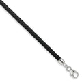 SS Reflections Black Leather Rh-plated 14in w/2in ext Choker/Wrap Bracelet