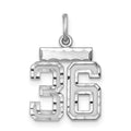 Sterling Silver Rhodium-plated Diamond-cut #36 Charm