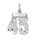 Sterling Silver Rhodium-plated Diamond-cut #45 Charm