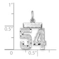 Sterling Silver Rhodium-plated Diamond-cut #54 Charm