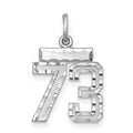 Sterling Silver Rhodium-plated Diamond-cut #73 Charm