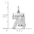 Sterling Silver Rhodium-plated Diamond-cut #74 Charm