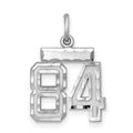 Sterling Silver Rhodium-plated Diamond-cut #84 Charm