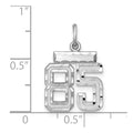 Sterling Silver Rhodium-plated Diamond-cut #85 Charm