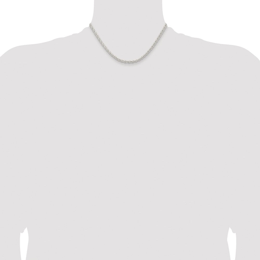 Sterling Silver Rhodium-plated 3.7mm Round Spiga Chain