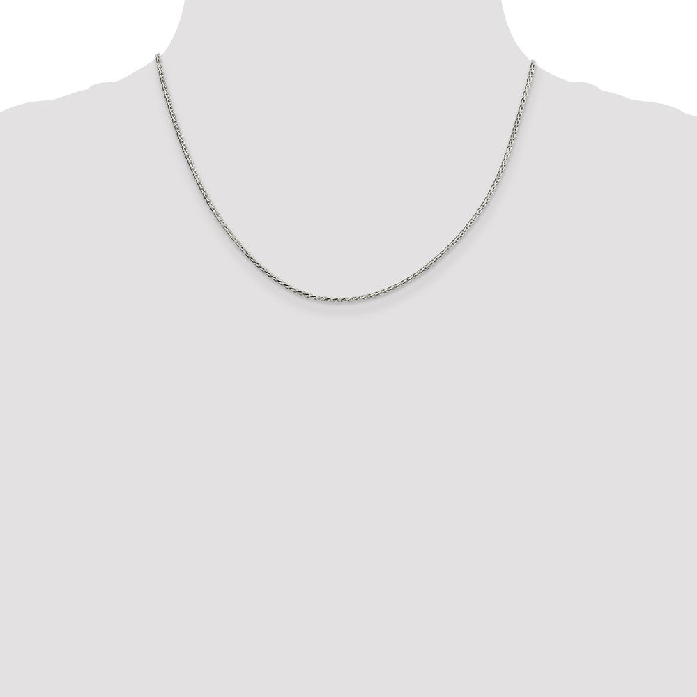 Sterling Silver 1.7mm Diamond-cut Round Spiga Chain w/ ext.