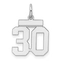 Sterling Silver/Rhodium-plated Polished Number 30 Charm