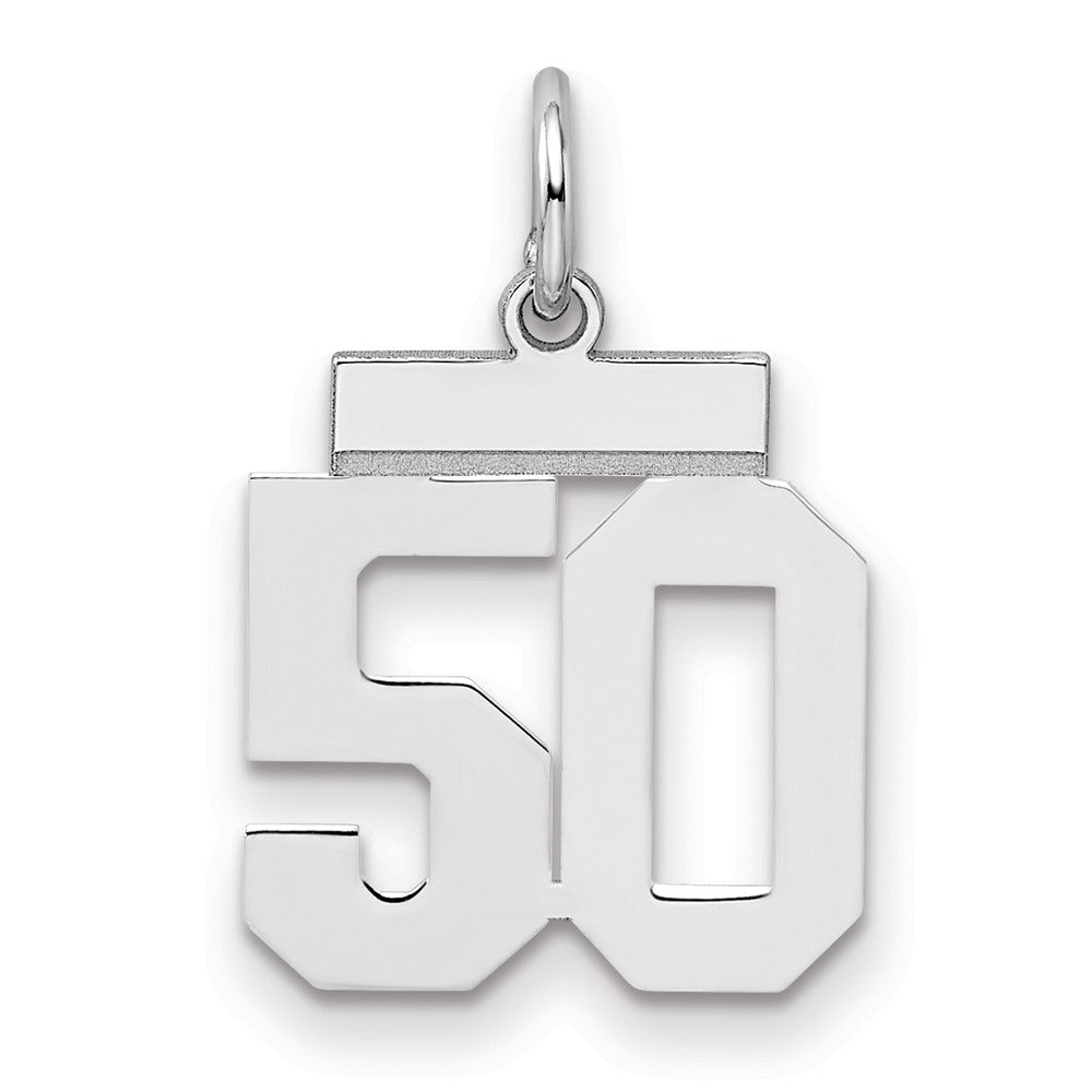 Sterling Silver/Rhodium-plated Polished Number 50 Charm