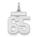 Sterling Silver/Rhodium-plated Polished Number 65 Charm