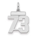 Sterling Silver/Rhodium-plated Polished Number 73 Charm