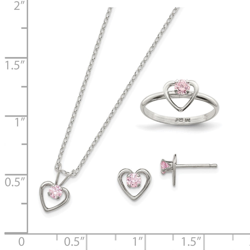 Sterling Silver Childs 15" Necklace, Earrings & Size 3 Ring Set