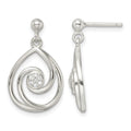 Sterling Silver CZ in Teardrop Pendant and Earrings Set