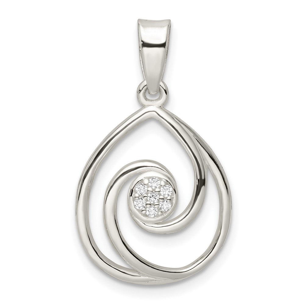 Sterling Silver CZ in Teardrop Pendant and Earrings Set