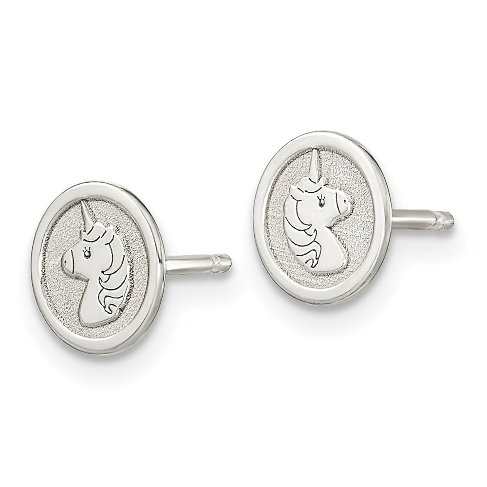 Sterling Silver Unicorn 14 Inch Necklace & Post Earrings Set