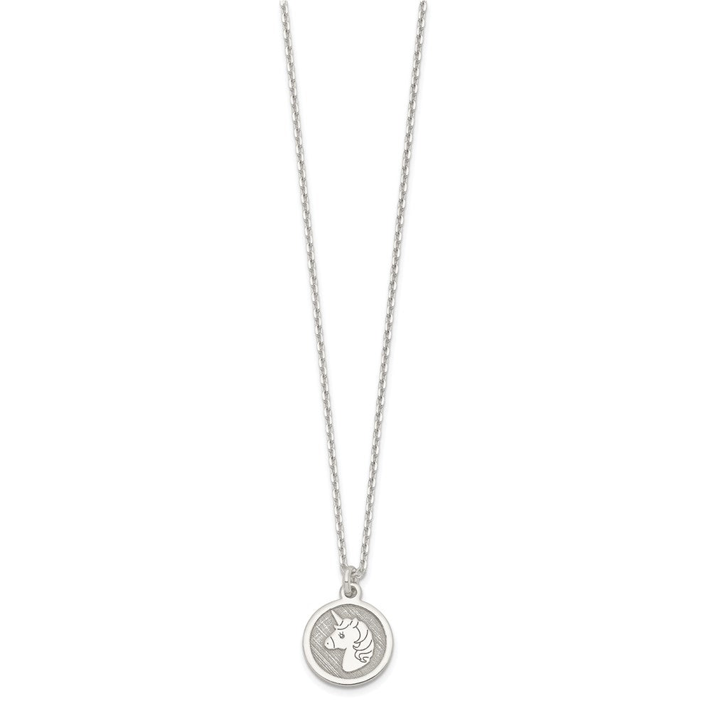 Sterling Silver Unicorn 14 Inch Necklace & Post Earrings Set