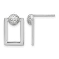 Sterling Silver RH-plated Micro Pave CZ Rectangle Earrings and Pendant Set