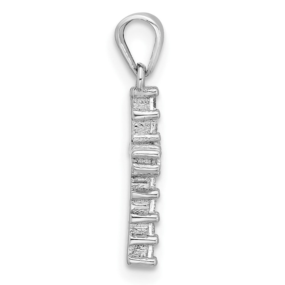 Sterling Silver Rhodium-plated CZ Cross Post Earrings and Pendant Set