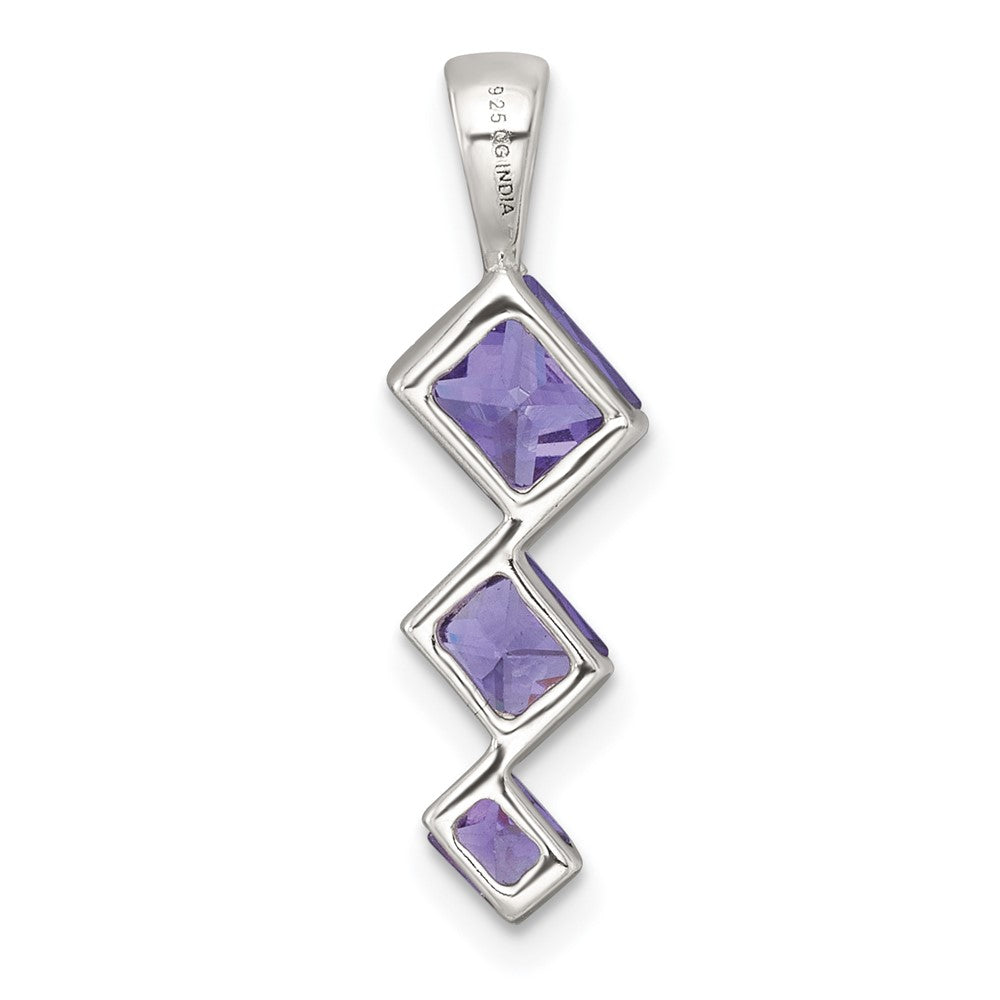 Sterling Silver Purple CZ Pendant and Post Earring Set