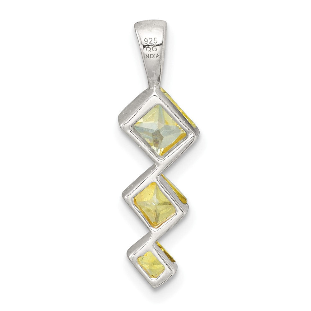 Sterling Silver Yellow CZ Pendant and Post Earring Set