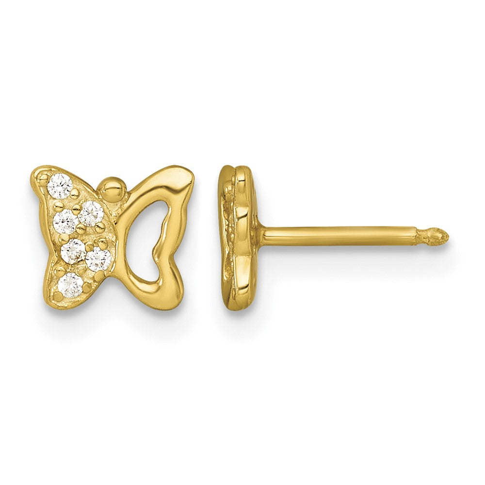 Sterling Silver Gold-pltd CZ Butterfly Post Earrings/ Necklace Set