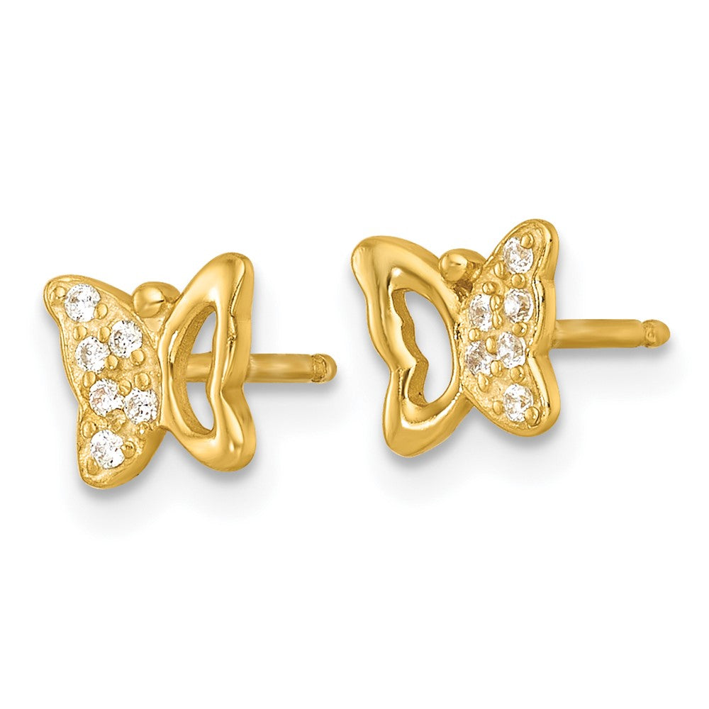 Sterling Silver Gold-pltd CZ Butterfly Post Earrings/ Necklace Set
