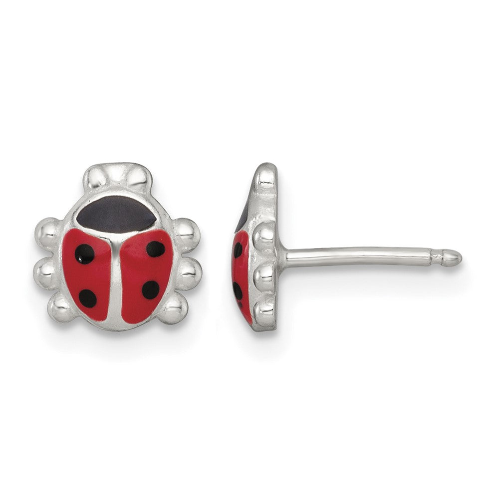 Sterling Silver Enameled Lady Bug Earrings and Necklace Set