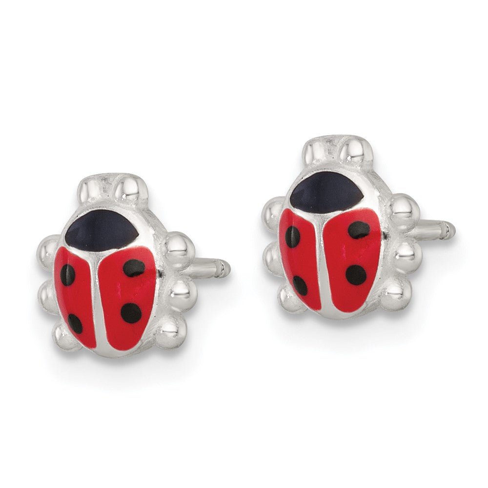 Sterling Silver Enameled Lady Bug Earrings and Necklace Set