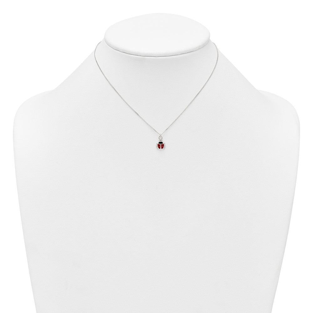 Sterling Silver Enameled Lady Bug Earrings and Necklace Set