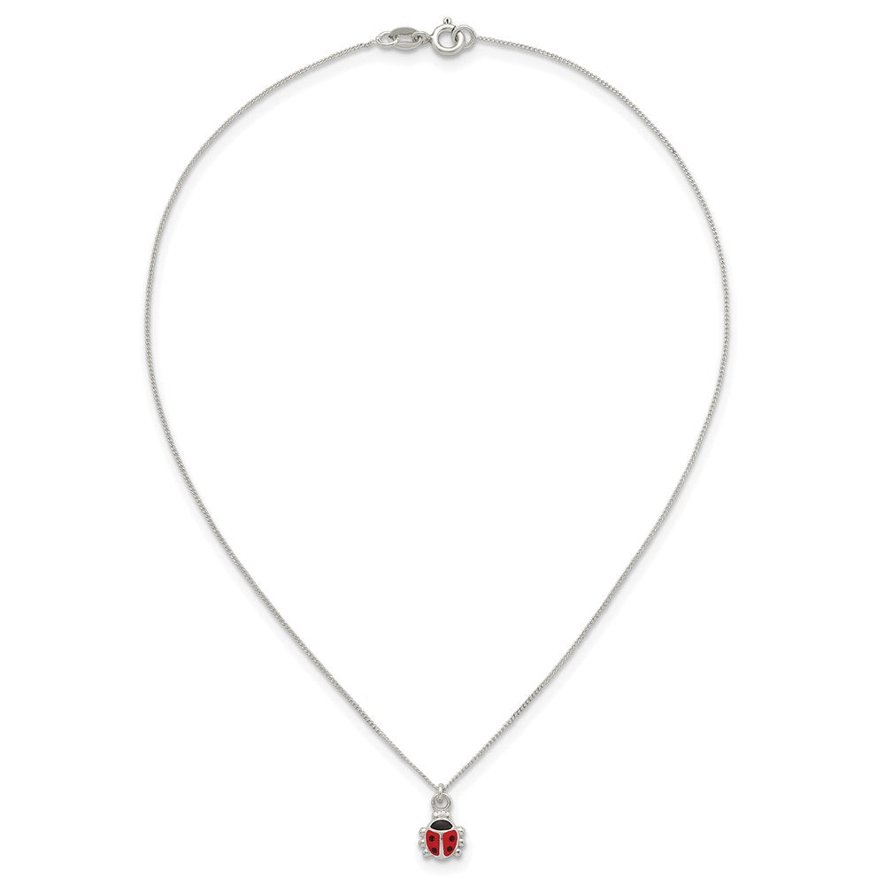 Sterling Silver Enameled Lady Bug Earrings and Necklace Set