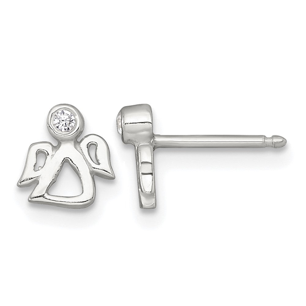 Sterling Silver CZ Angel Children's Post Earring and Necklace Set