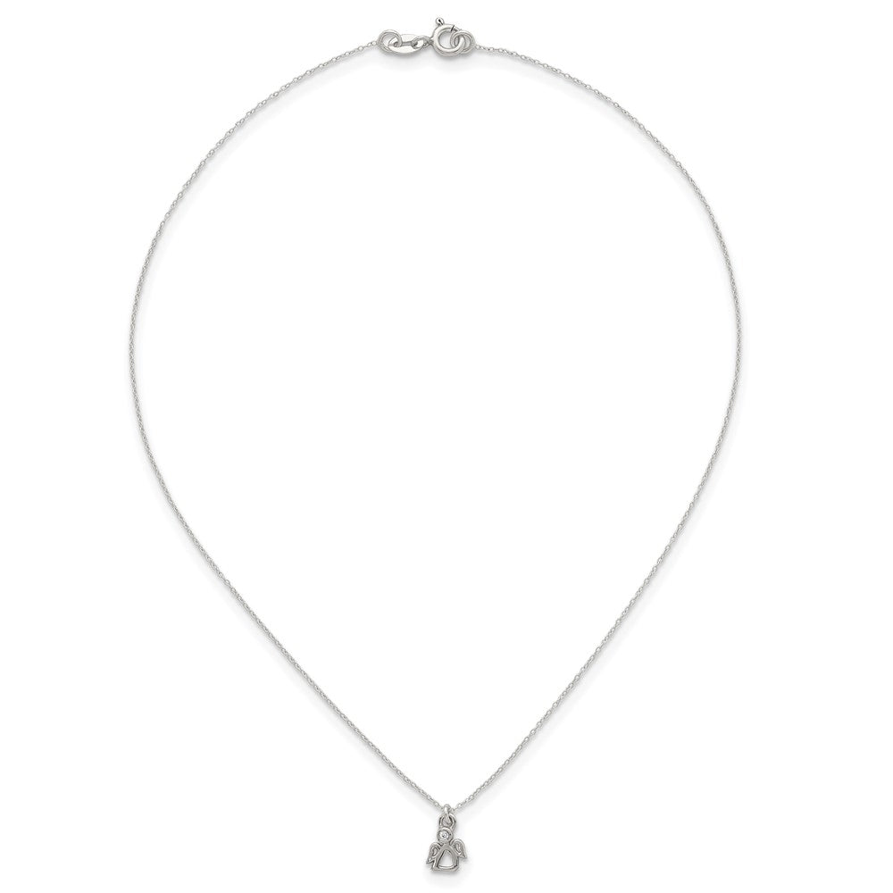 Sterling Silver CZ Angel Children's Post Earring and Necklace Set