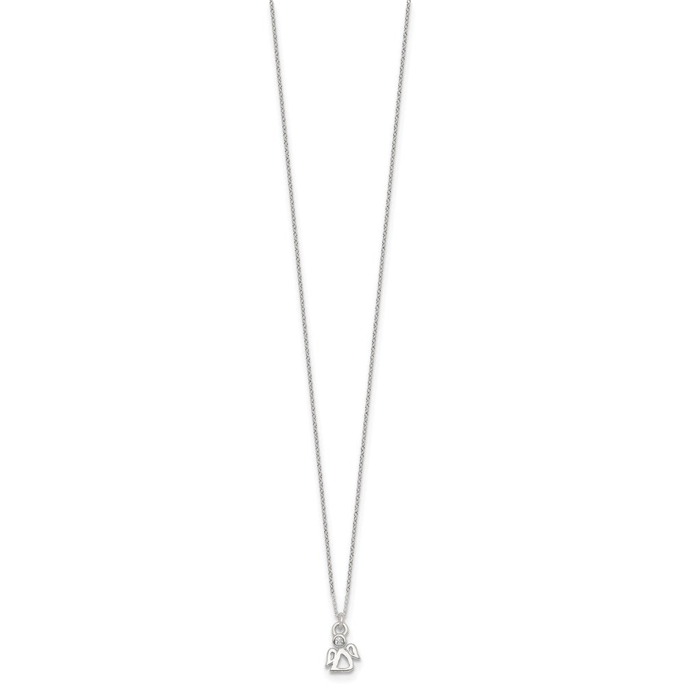 Sterling Silver CZ Angel Children's Post Earring and Necklace Set