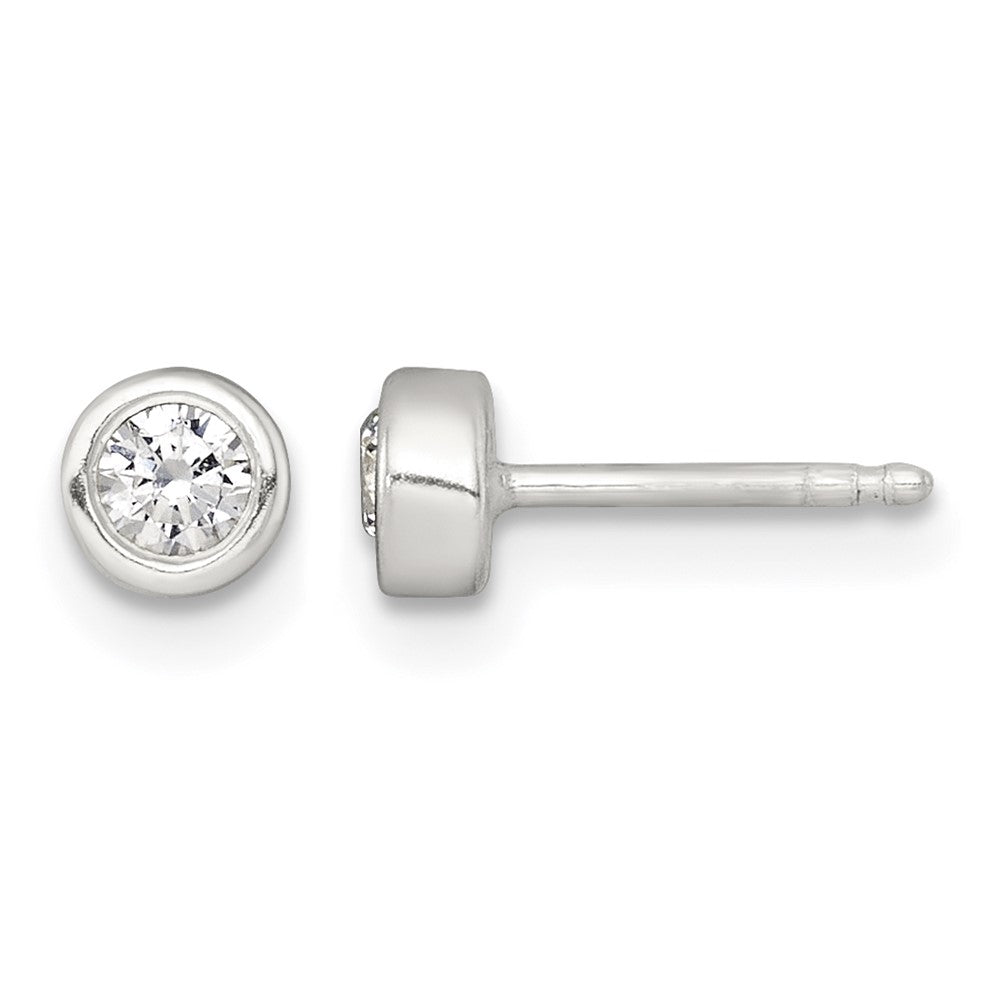 Sterling Silver Bezel CZ Necklace and Stud Earrings Set