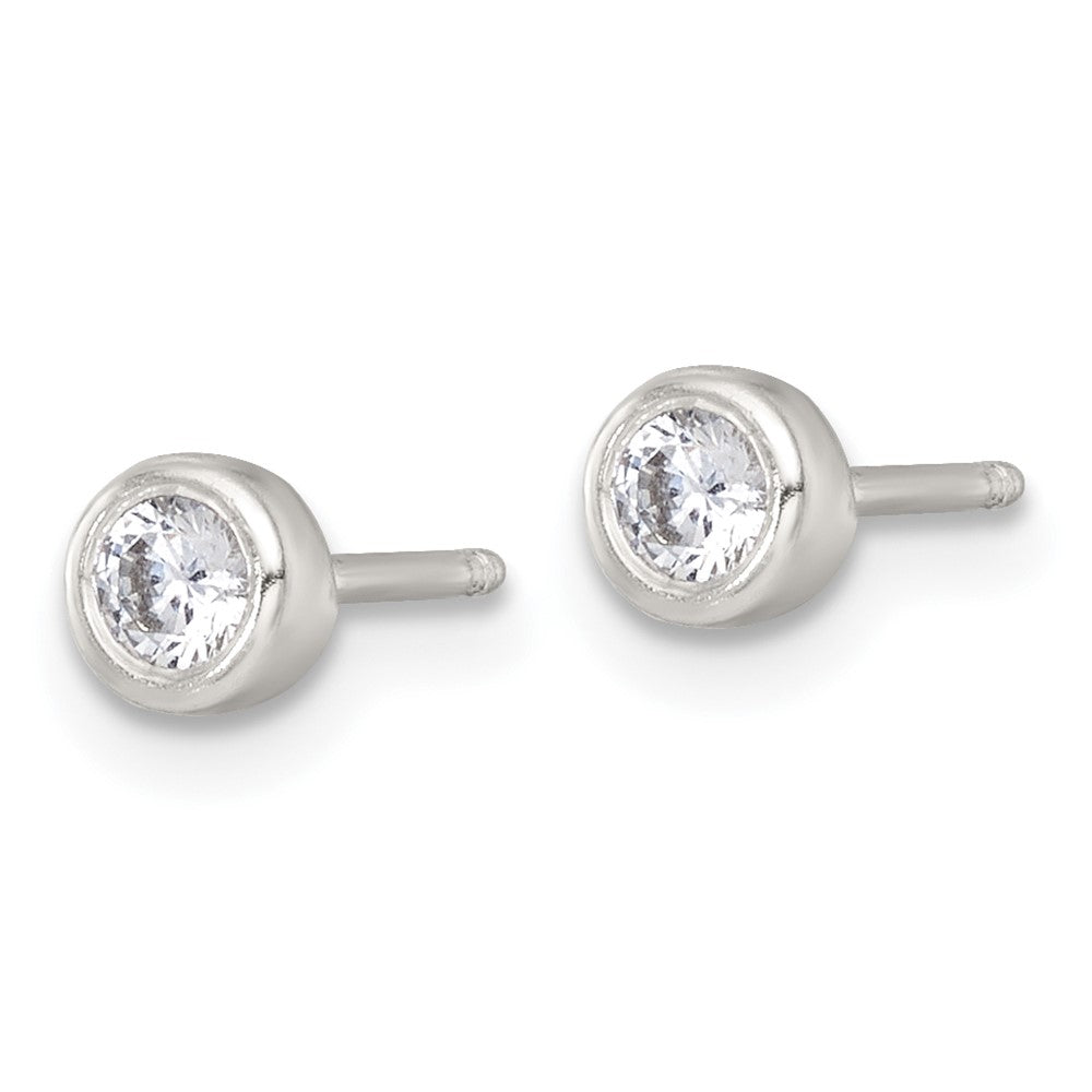 Sterling Silver Bezel CZ Necklace and Stud Earrings Set