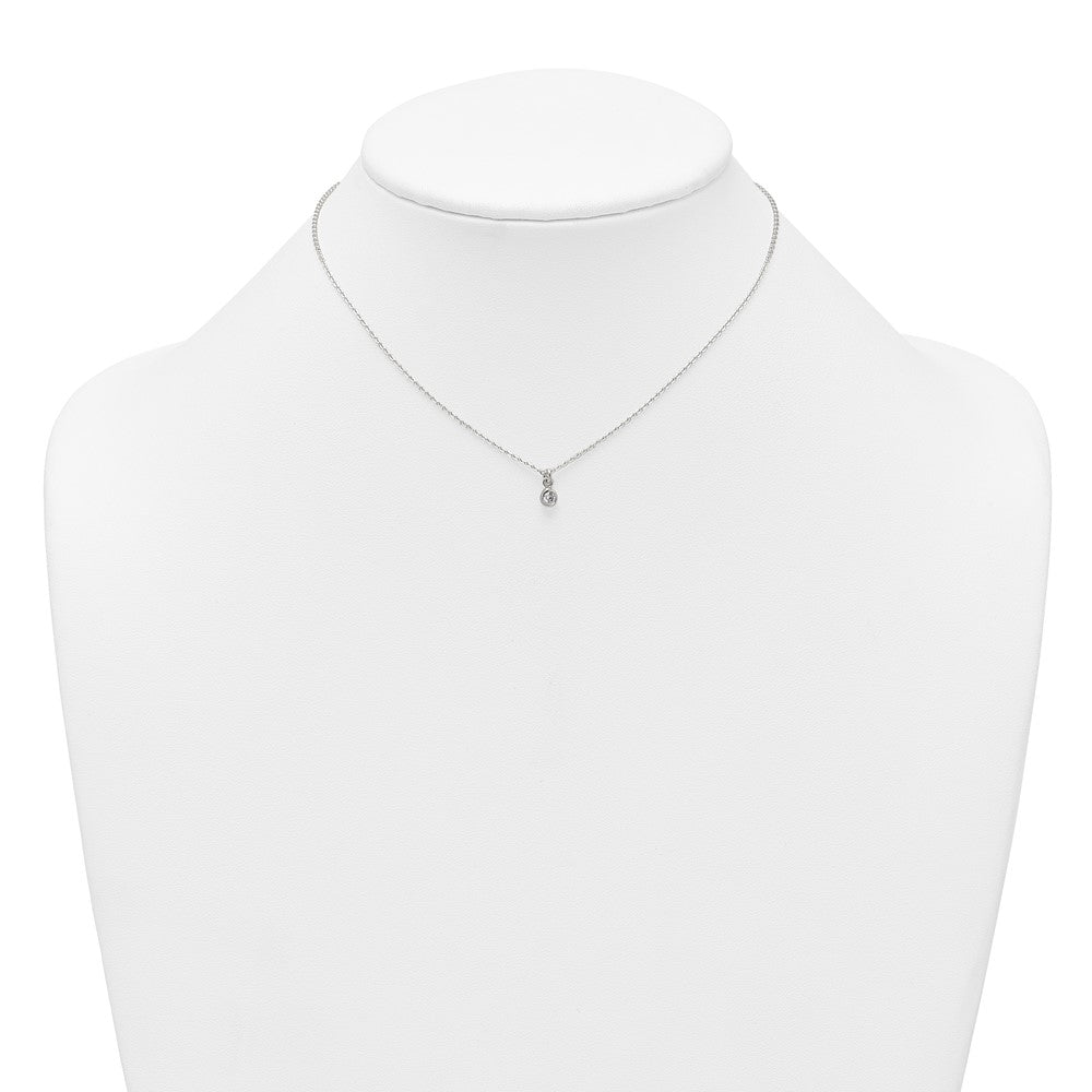Sterling Silver Bezel CZ Necklace and Stud Earrings Set