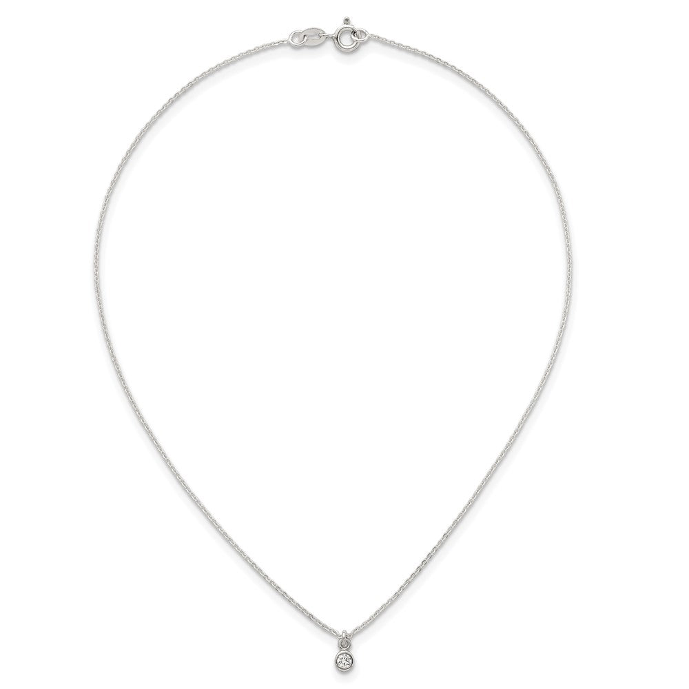 Sterling Silver Bezel CZ Necklace and Stud Earrings Set