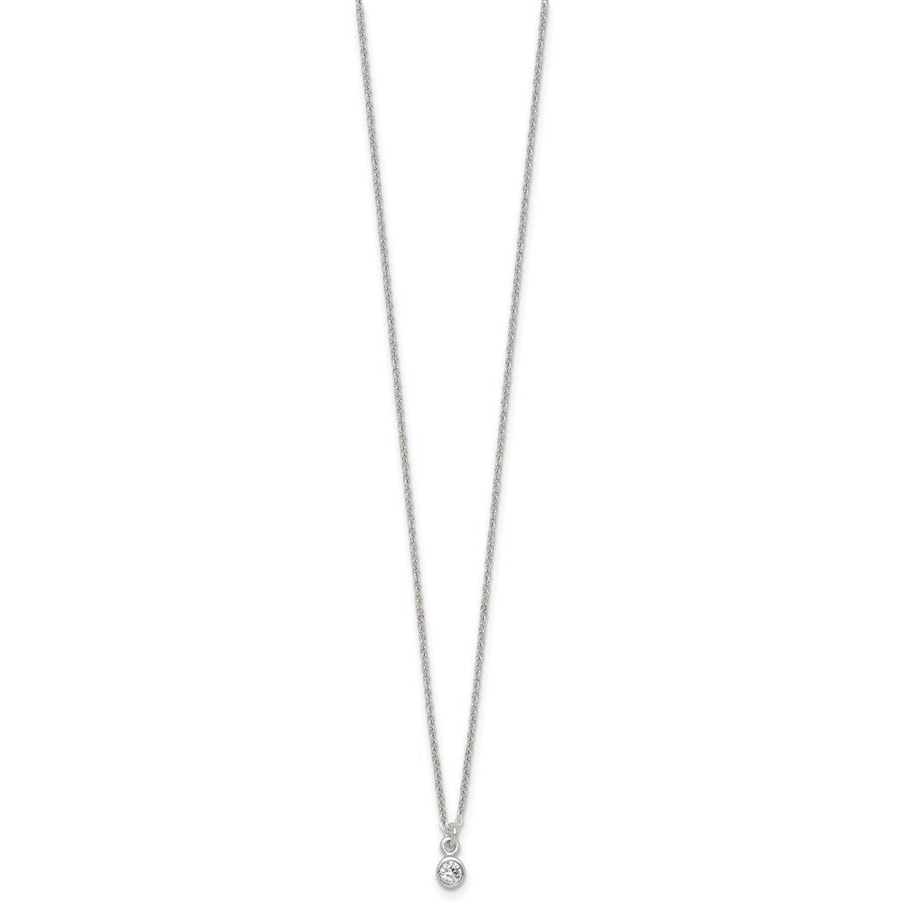 Sterling Silver Bezel CZ Necklace and Stud Earrings Set