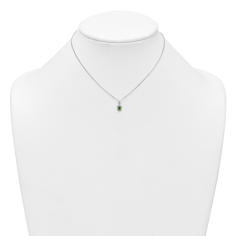 SS Polished Enameled Turtle 14 Inch Necklace and Post Earring Set