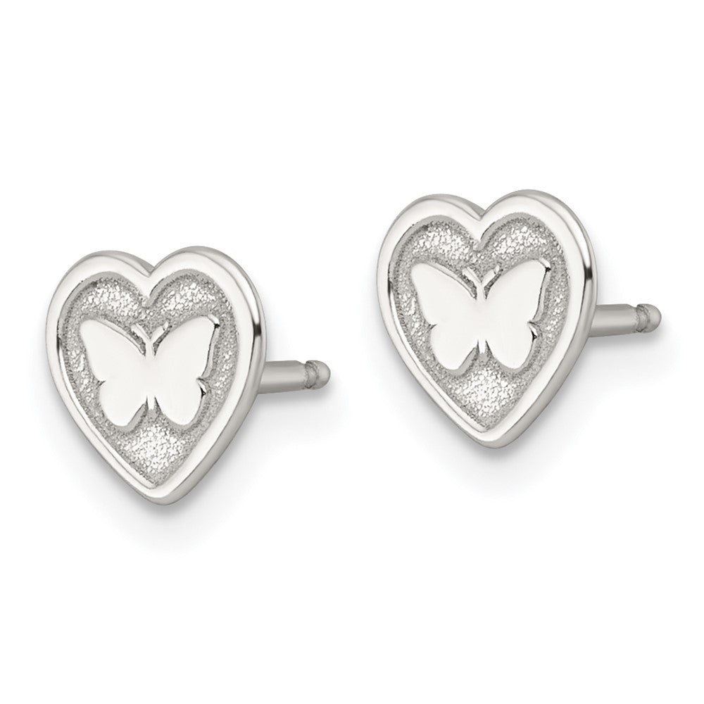 Sterling Silver Butterfly Heart Post Earring and Necklace Set