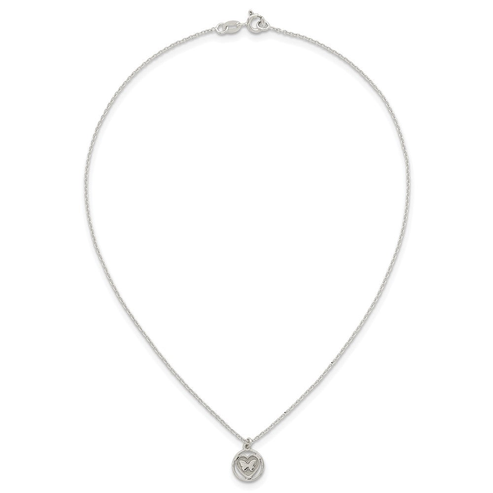 Sterling Silver Butterfly Heart Post Earring and Necklace Set