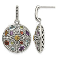 Sterling Silver w/14k Antiqued Multi Gemstone Post Dangle Earrings