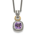 Sterling Silver w/14k Antiqued Amethyst Necklace