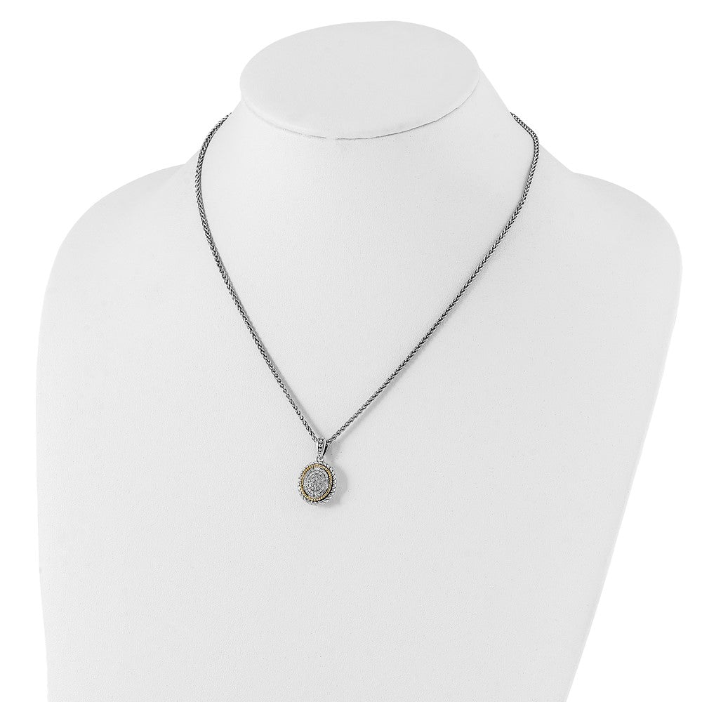 Sterling Silver w/14k Antiqued Diamond Necklace