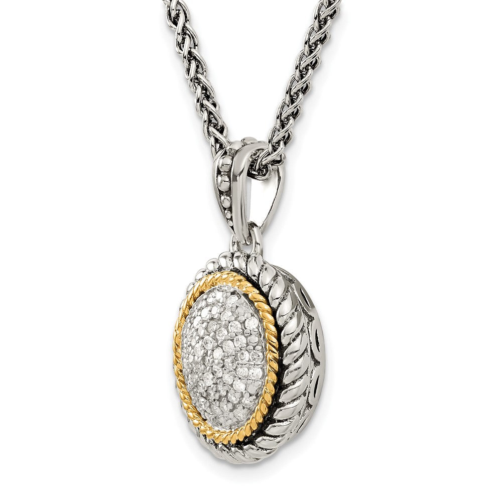 Sterling Silver w/14k Antiqued Diamond Necklace