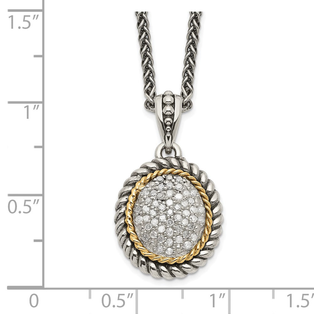 Sterling Silver w/14k Antiqued Diamond Necklace