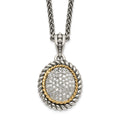 Sterling Silver w/14k Antiqued Diamond Necklace