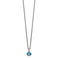Sterling Silver w/14k Antiqued Blue Topaz Necklace