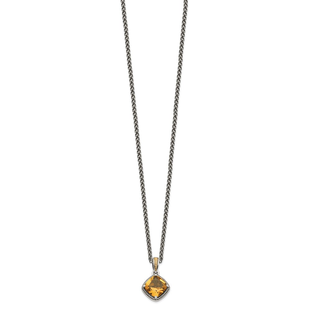Sterling Silver w/14k Antiqued Citrine Necklace
